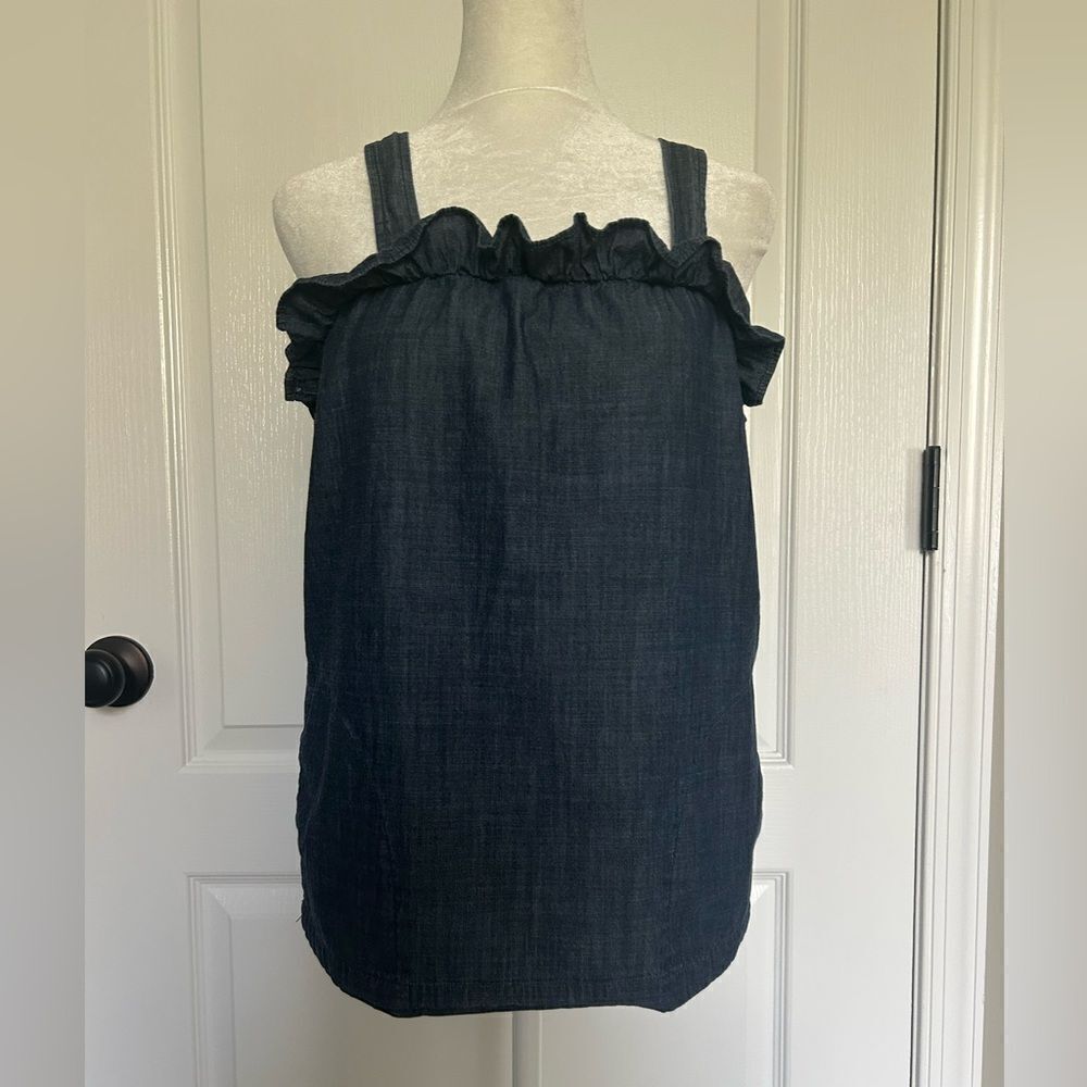 J. Crew Women’s Blue Ruffle 100% Cotton Top Size 00